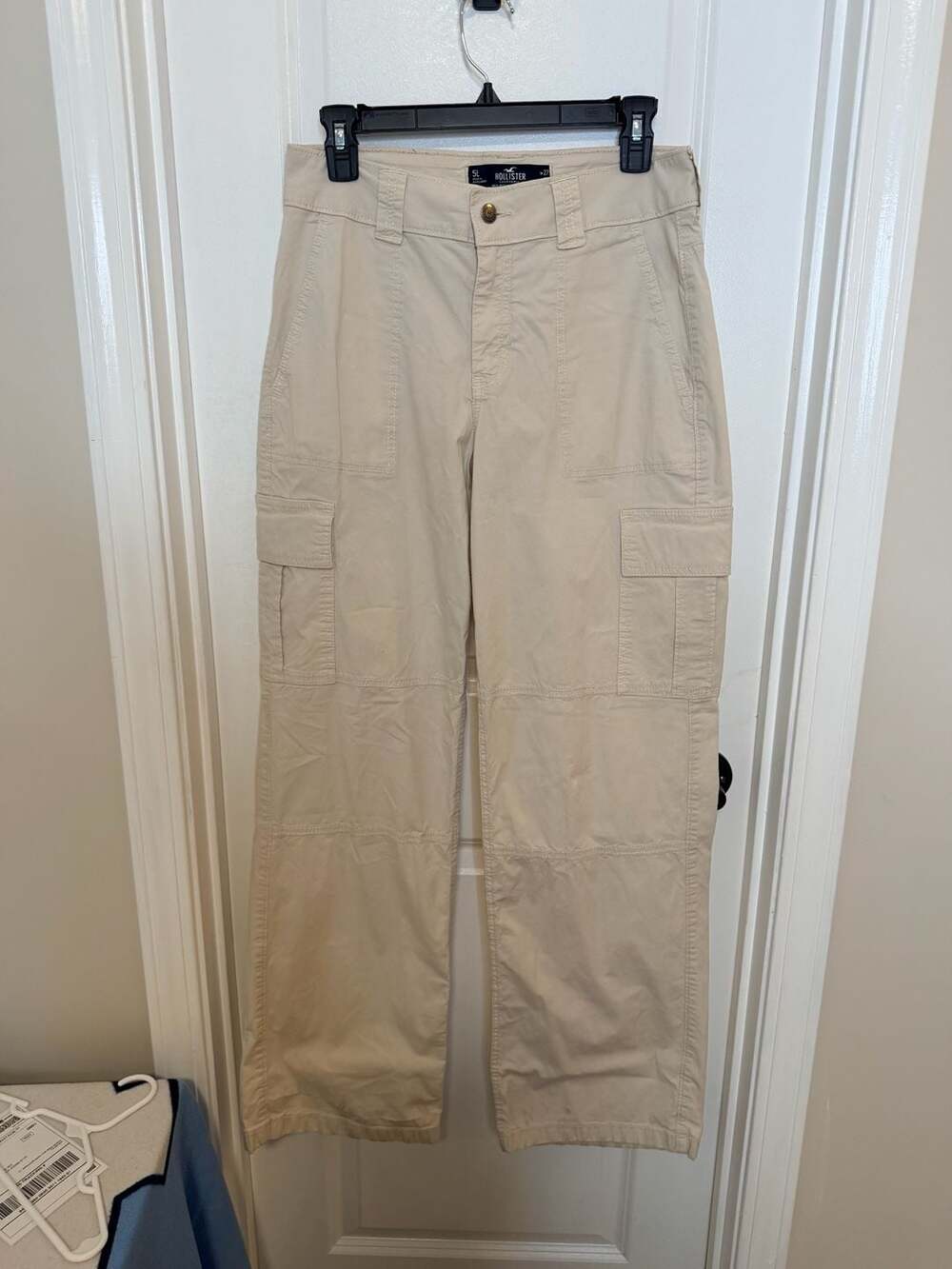 Hollister High-Rise Baggy Pants Cargo Trousers Cream Size 5L
